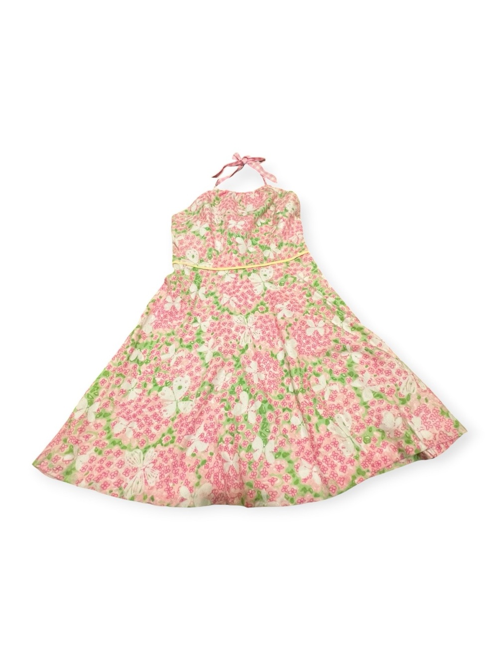 Lilly Pulitzer Pink Green Floral Halter Dress Size 4